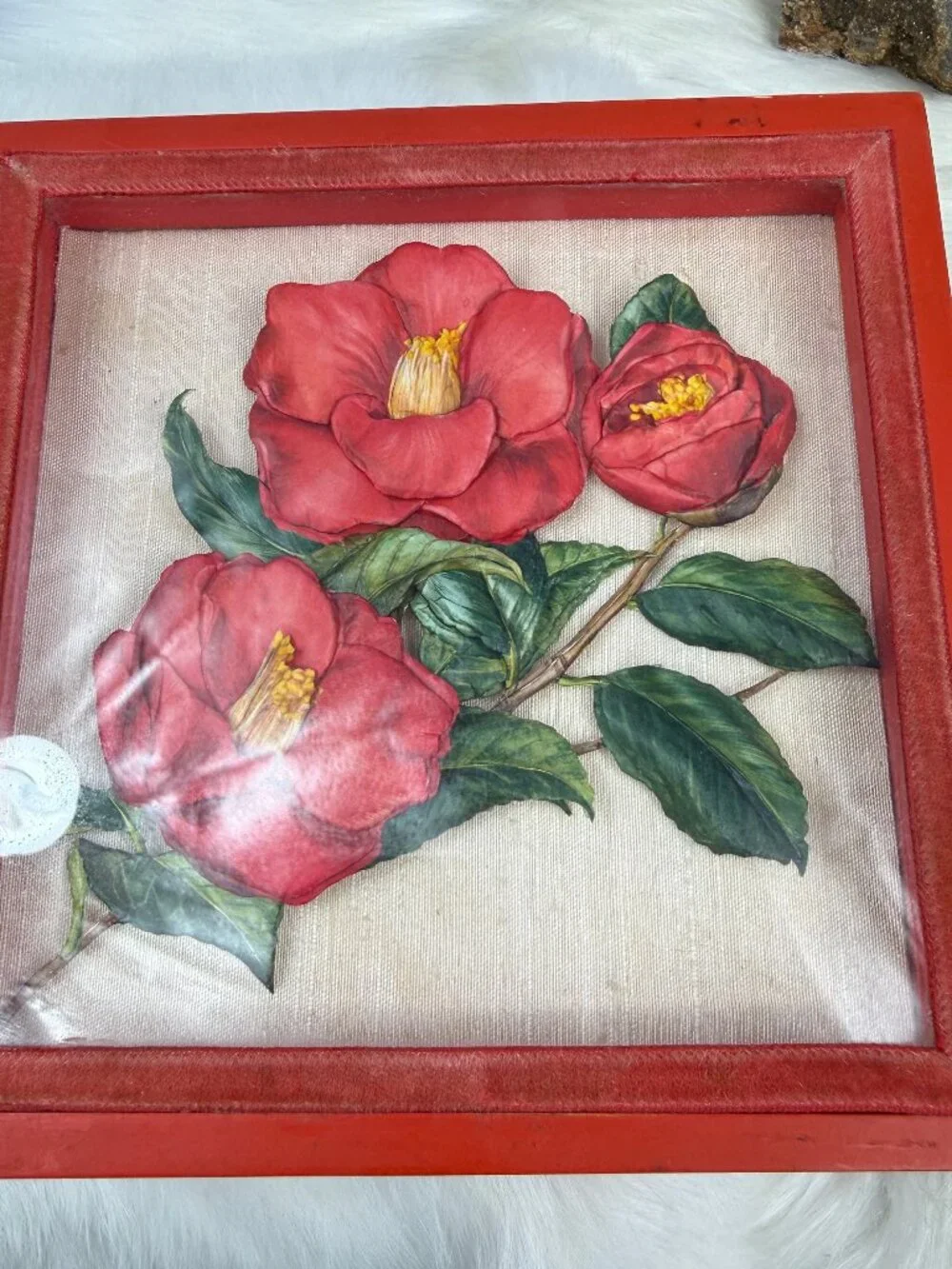 Red Flower Floral Jewelry Box 6 X 6 X 2.75